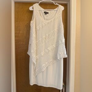 SL Fashions Asymmetrical White Lace Dress